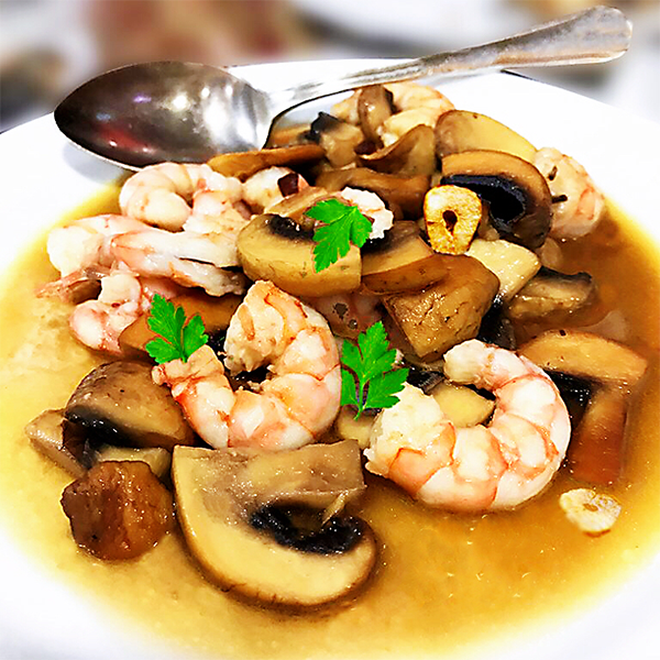 Gambas con champiñon